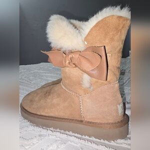 UGG Tan Suede Boots with Bow
